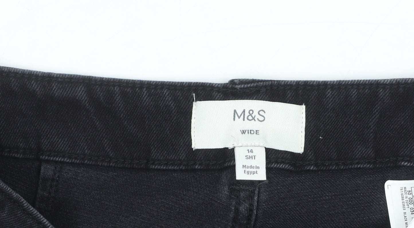 Marks and Spencer Women’s Black Wide-Leg Jeans Size 14 Short