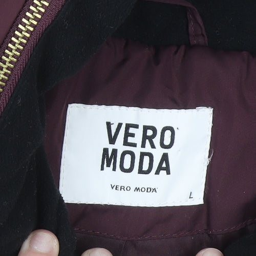 Vero Moda Women's Purple Puffer Jacket L Lightweight Winter Coat