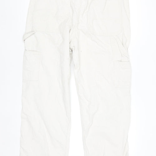 H&M Womens Beige Relaxed Fit Corduroy Cargo Trousers Size 8