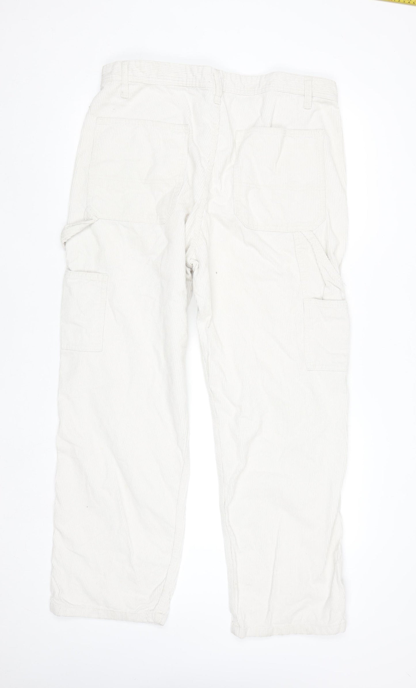 H&M Womens Beige Relaxed Fit Corduroy Cargo Trousers Size 8