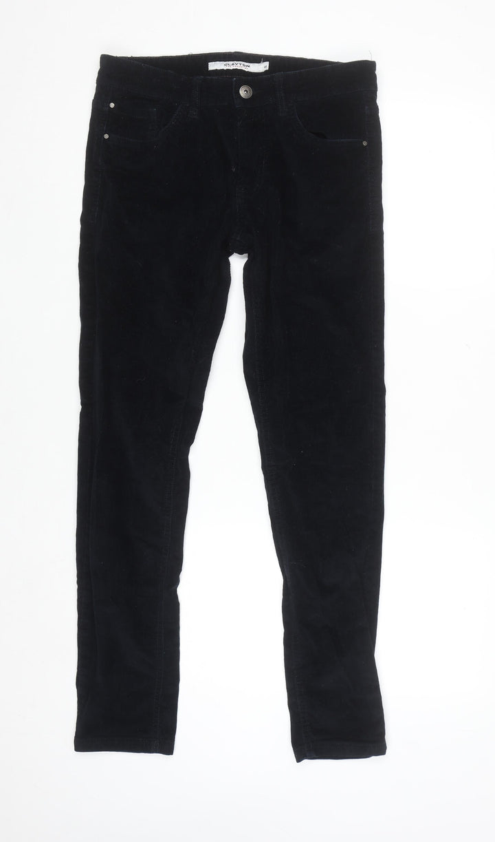 Clayton Women’s Black Corduroy Stretch Slim Trousers Size 16