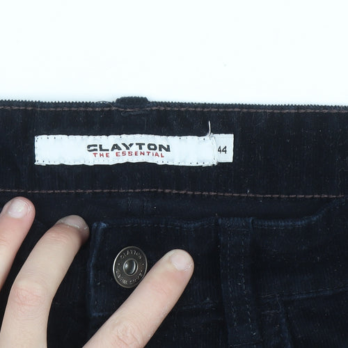 Clayton Women’s Black Corduroy Stretch Slim Trousers Size 16