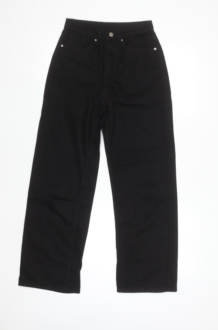 SHEIN Women's Black High Rise Straight Jeans 2XS Cotton Blend
