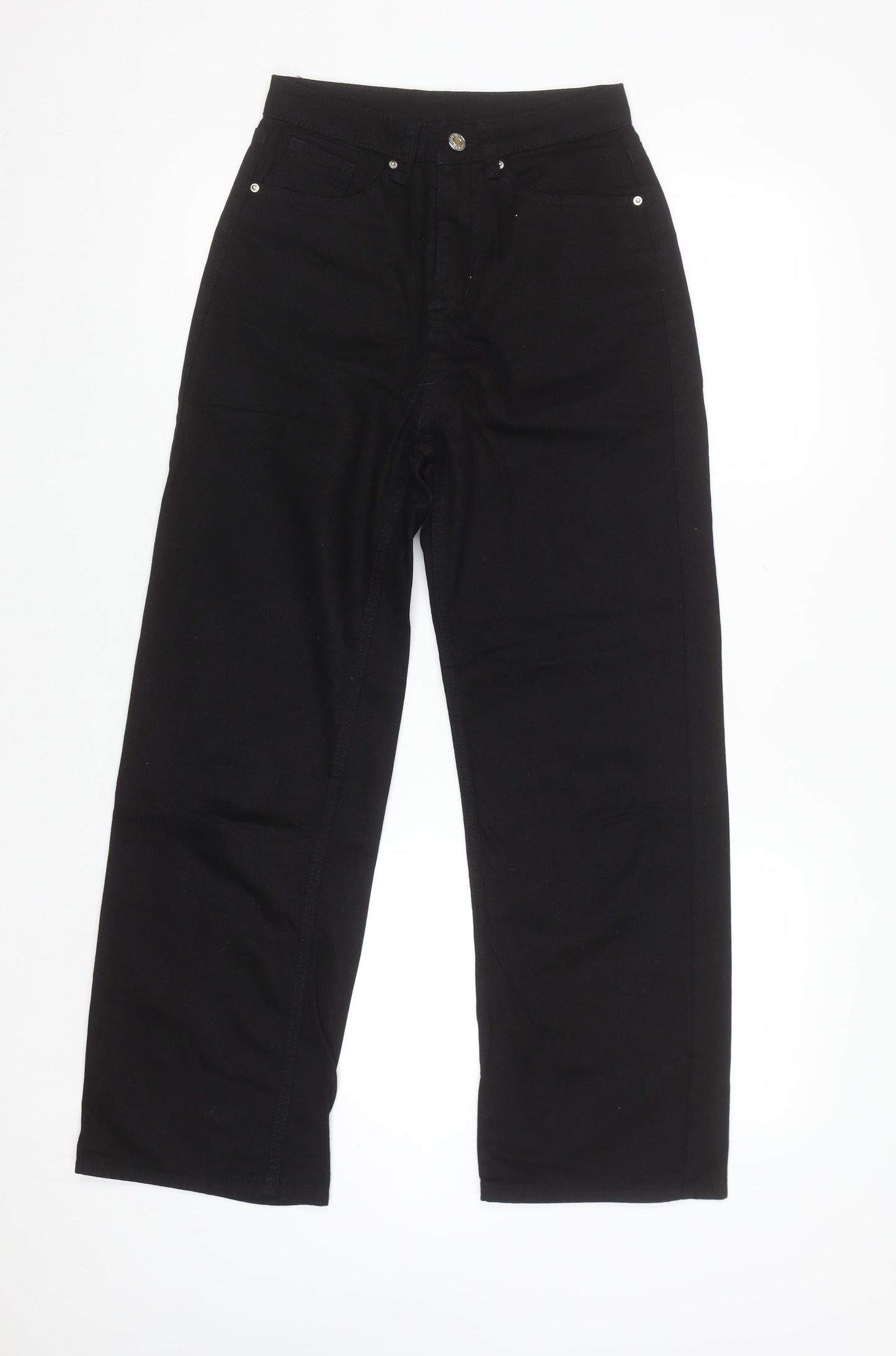 SHEIN Women's Black High Rise Straight Jeans 2XS Cotton Blend