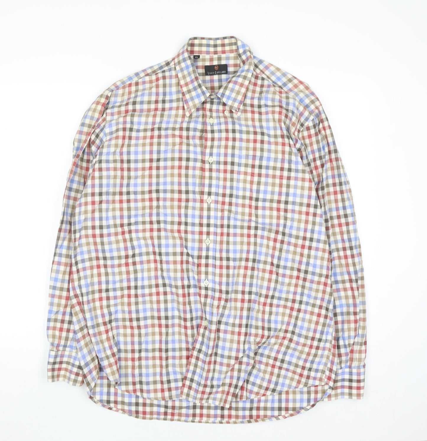 Louis Copeland Men's Multicoloured Check Cotton Long Sleeve Button-Up Shirt XL