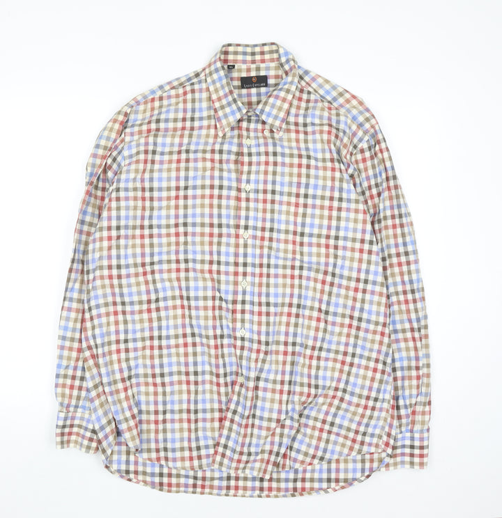 Louis Copeland Men's Multicoloured Check Cotton Long Sleeve Button-Up Shirt XL