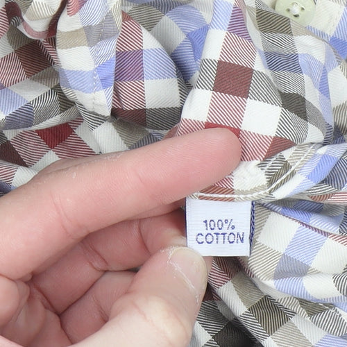 Louis Copeland Men's Multicoloured Check Cotton Long Sleeve Button-Up Shirt XL