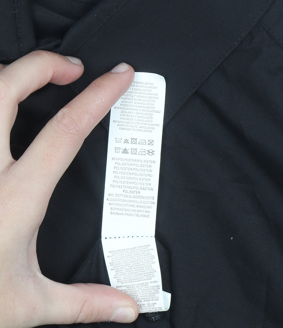 Primark Men's Black Slim Fit Long Sleeve Button-Up Shirt Size L 16in