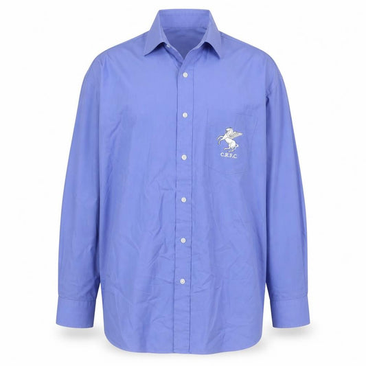 Front view of Primark Men’s Blue Long Sleeve Button-Up Shirt, size 16.5 Regular Fit