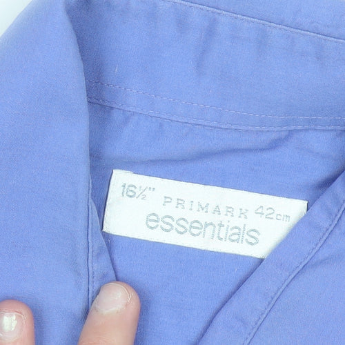 Primark Men’s Blue Long Sleeve Button-Up Shirt Size 16.5 Regular Fit