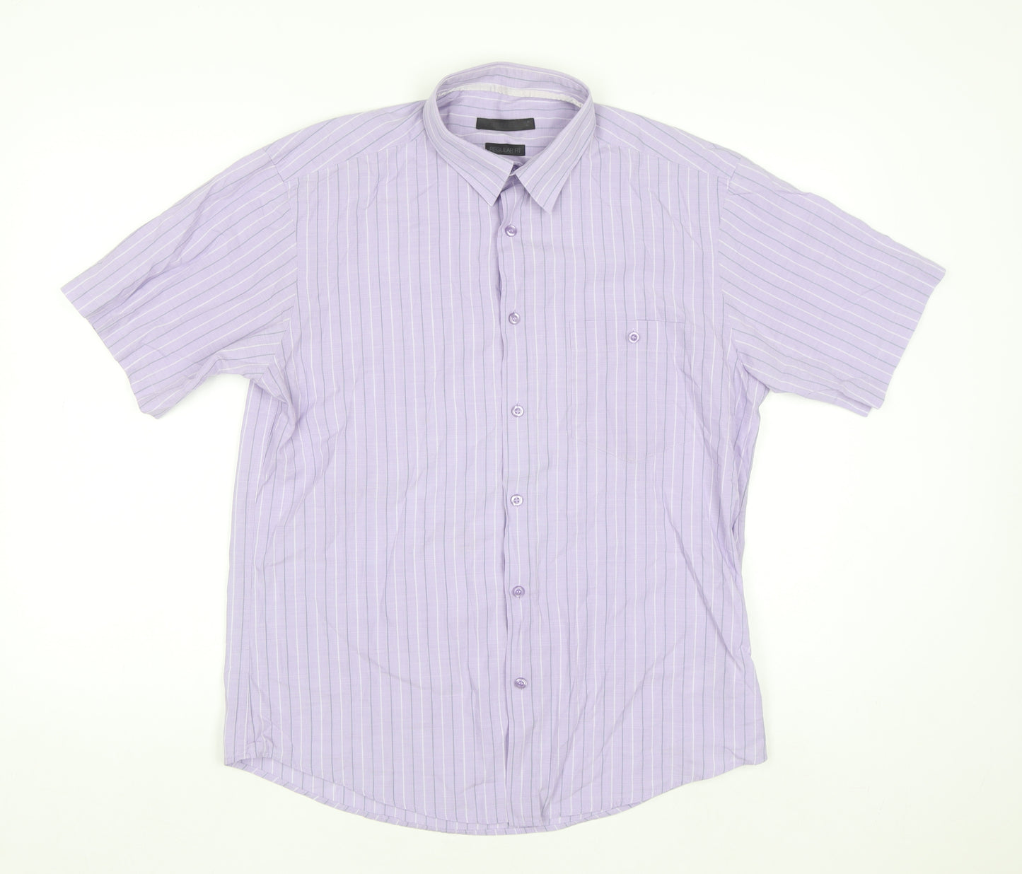 St. Bernard Dunnes Stores Men's Purple Striped Regular Fit Short Sleeve Shirt M