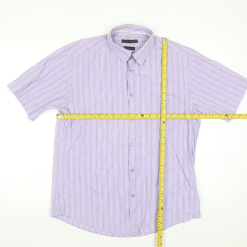 St. Bernard Dunnes Stores Men's Purple Striped Regular Fit Short Sleeve Shirt M