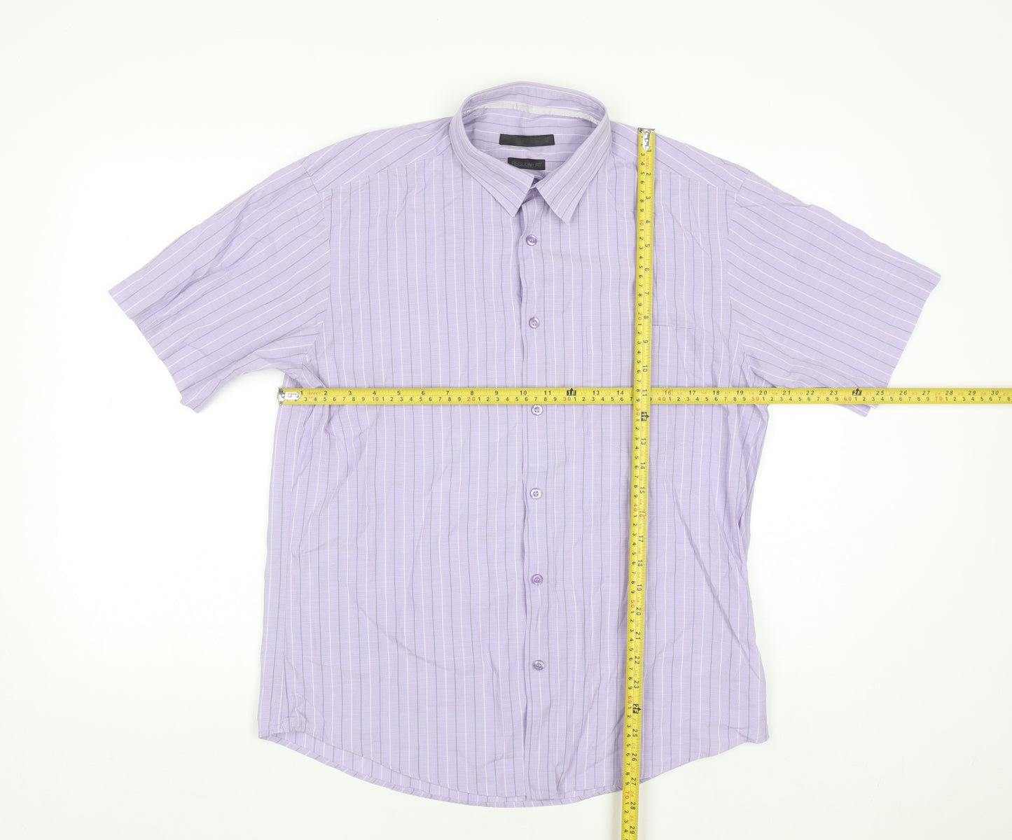 St. Bernard Dunnes Stores Men's Purple Striped Regular Fit Short Sleeve Shirt M
