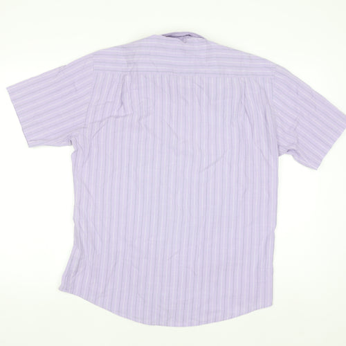 St. Bernard Dunnes Stores Men's Purple Striped Regular Fit Short Sleeve Shirt M