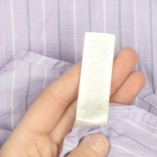 St. Bernard Dunnes Stores Men's Purple Striped Regular Fit Short Sleeve Shirt M
