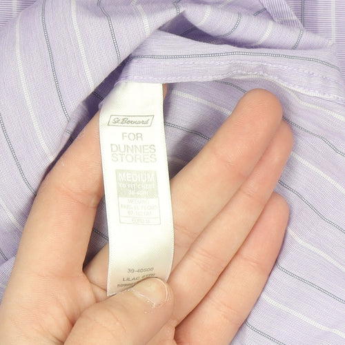 St. Bernard Dunnes Stores Men's Purple Striped Regular Fit Short Sleeve Shirt M