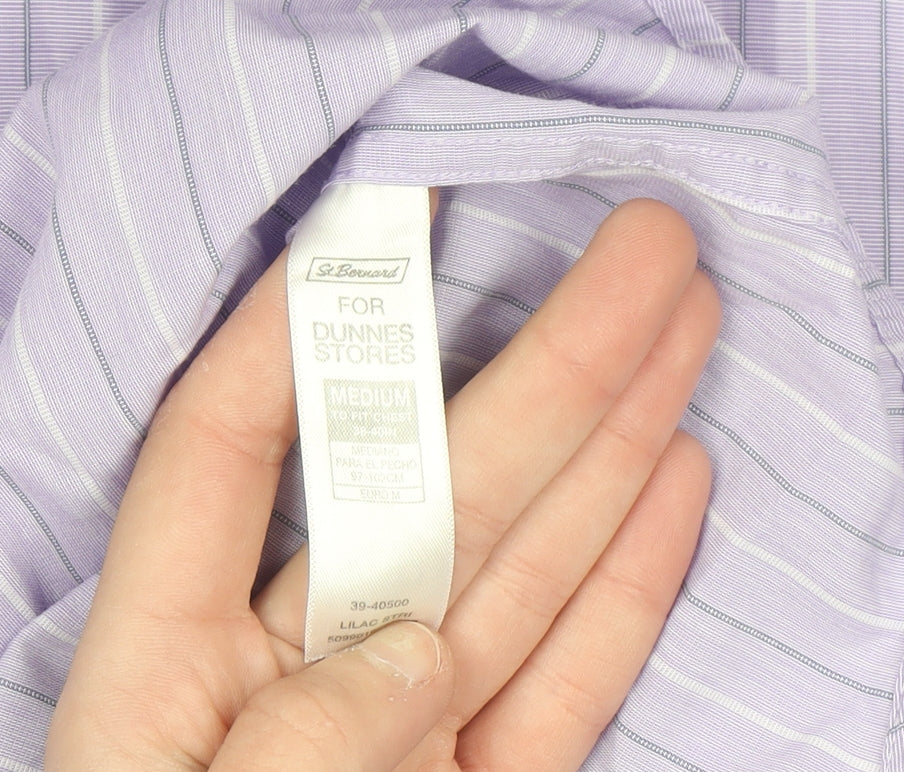St. Bernard Dunnes Stores Men's Purple Striped Regular Fit Short Sleeve Shirt M