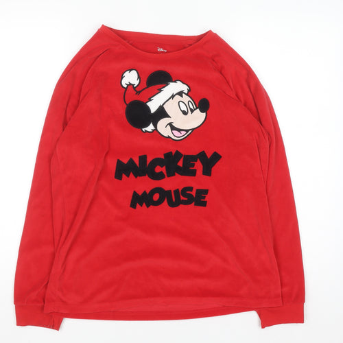 Disney Women Red Mickey Mouse Velvet Long Sleeve Nightshirt Size 10-12