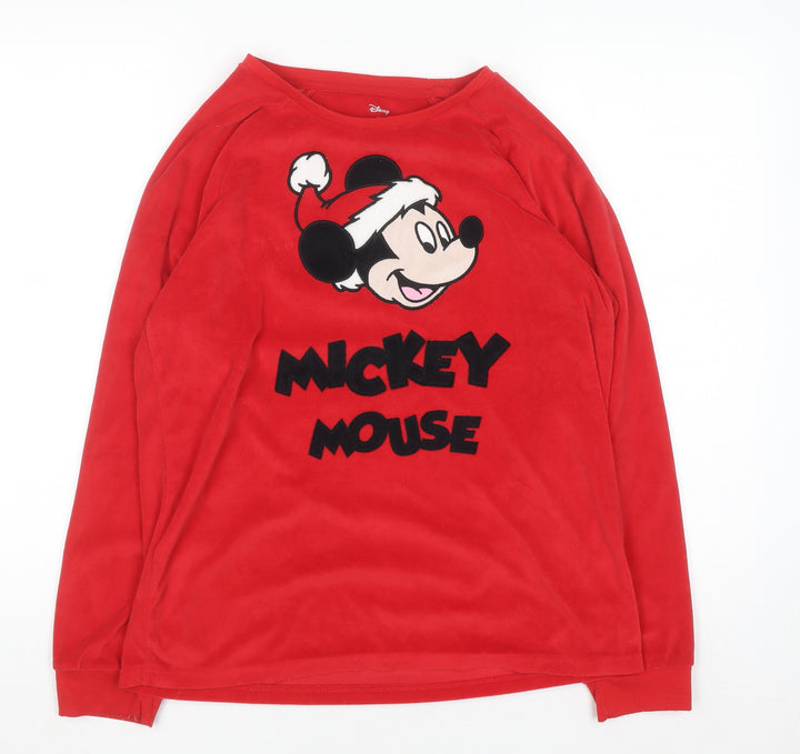 Disney Women Red Mickey Mouse Velvet Long Sleeve Nightshirt Size 10-12