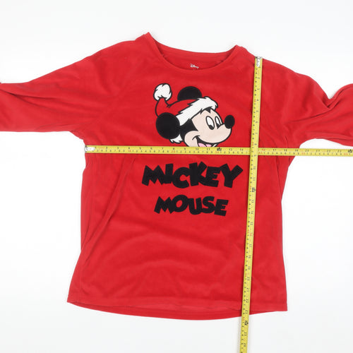 Disney Women Red Mickey Mouse Velvet Long Sleeve Nightshirt Size 10-12