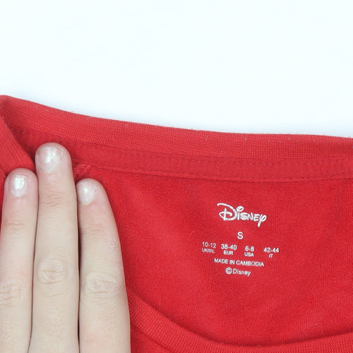 Disney Women Red Mickey Mouse Velvet Long Sleeve Nightshirt Size 10-12