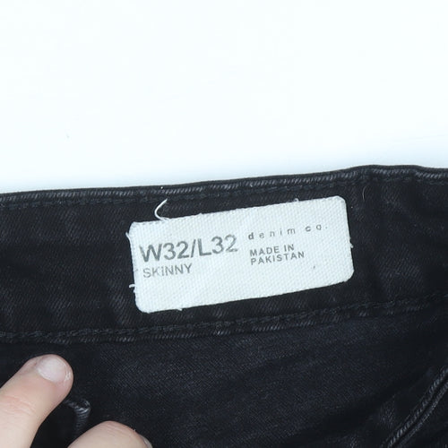 Denim Co Women's Black Skinny Jeans W32 L32 Cotton Stretch