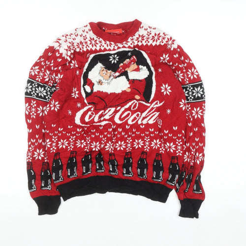 Coca-Cola Men’s Red Christmas Santa Claus Jumper Size S