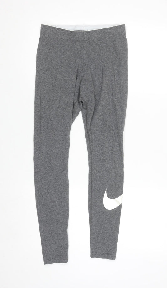 Nike Womens Grey Leggings S Ankle Length Cotton Blend Activewear