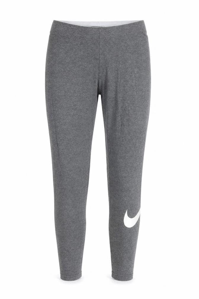 Front view of Nike women’s grey leggings s ankle length cotton blend activewear