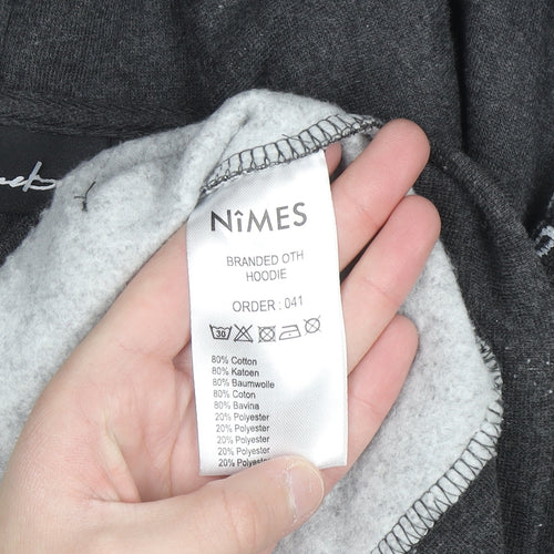 Nimes Mens Grey Pullover Hoodie S Regular Fit Fleece Sweatshirt