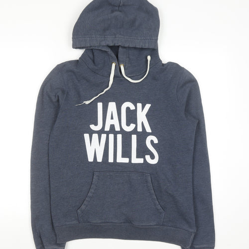 Jack Wills Women Navy Blue Pullover Hoodie Size 14 Cotton Blend