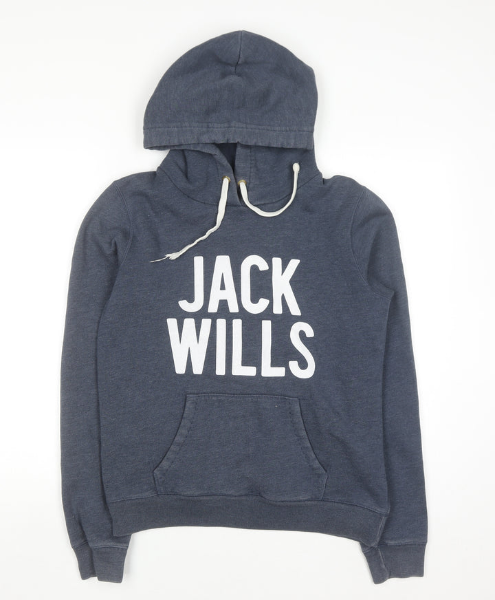 Jack Wills Women Navy Blue Pullover Hoodie Size 14 Cotton Blend