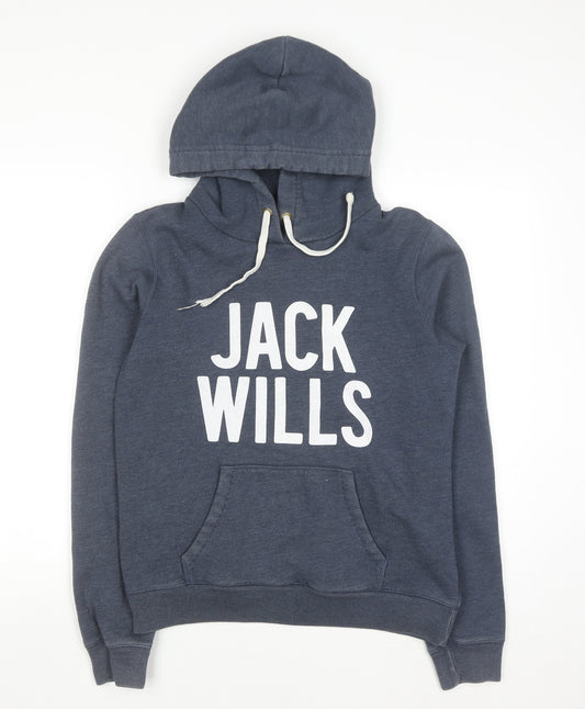 Jack Wills Women Navy Blue Pullover Hoodie Size 14 Cotton Blend
