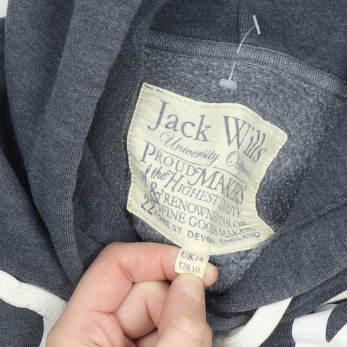 Jack Wills Women Navy Blue Pullover Hoodie Size 14 Cotton Blend