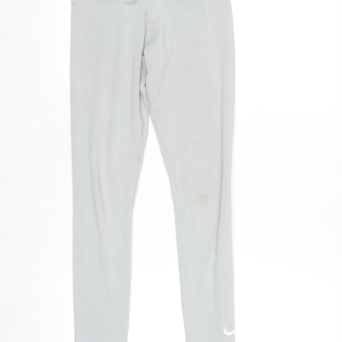 Nike Grey Teen Girls Stretch Cotton Leggings Size 146 Slim Fit