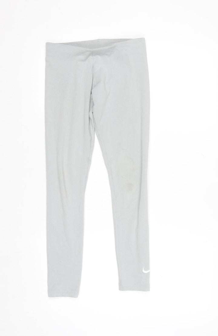 Nike Grey Teen Girls Stretch Cotton Leggings Size 146 Slim Fit