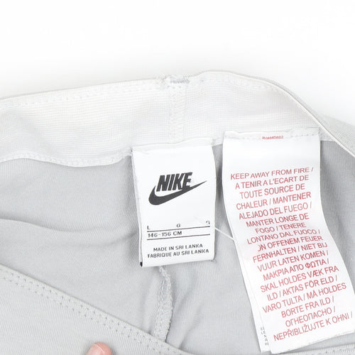 Nike Grey Teen Girls Stretch Cotton Leggings Size 146 Slim Fit