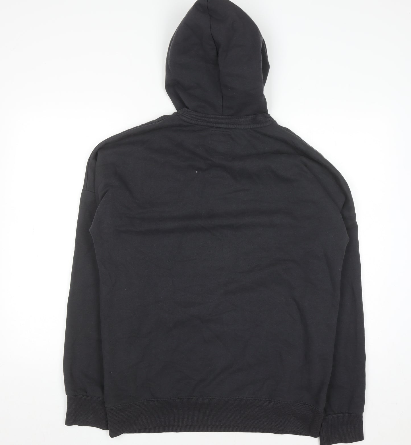 PULL&BEAR Men’s Black Pullover Hoodie L Logo Graphic Sweatshirt