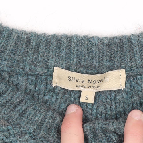 Silvia Novelli Womens Green Wool Alpaca Blend Knit Jumper S