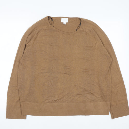 H&M Women Brown Crew Neck Knit Pullover Jumper Size 14