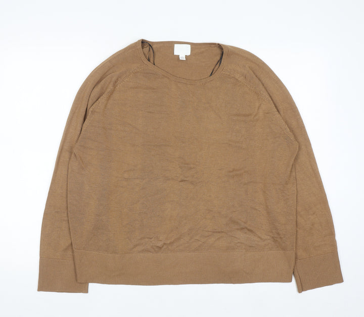H&M Women Brown Crew Neck Knit Pullover Jumper Size 14
