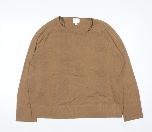 H&M Women Brown Crew Neck Knit Pullover Jumper Size 14