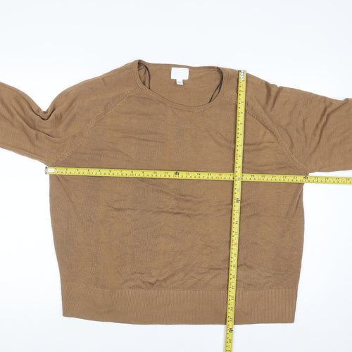 H&M Women Brown Crew Neck Knit Pullover Jumper Size 14