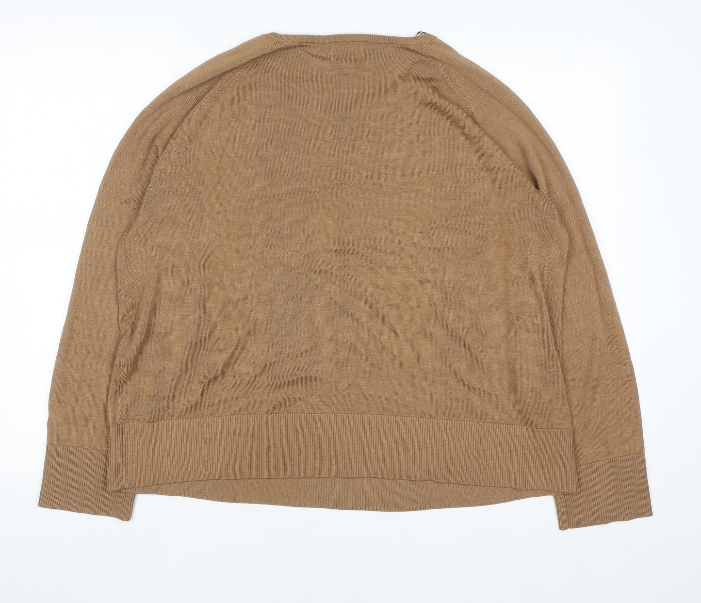 H&M Women Brown Crew Neck Knit Pullover Jumper Size 14