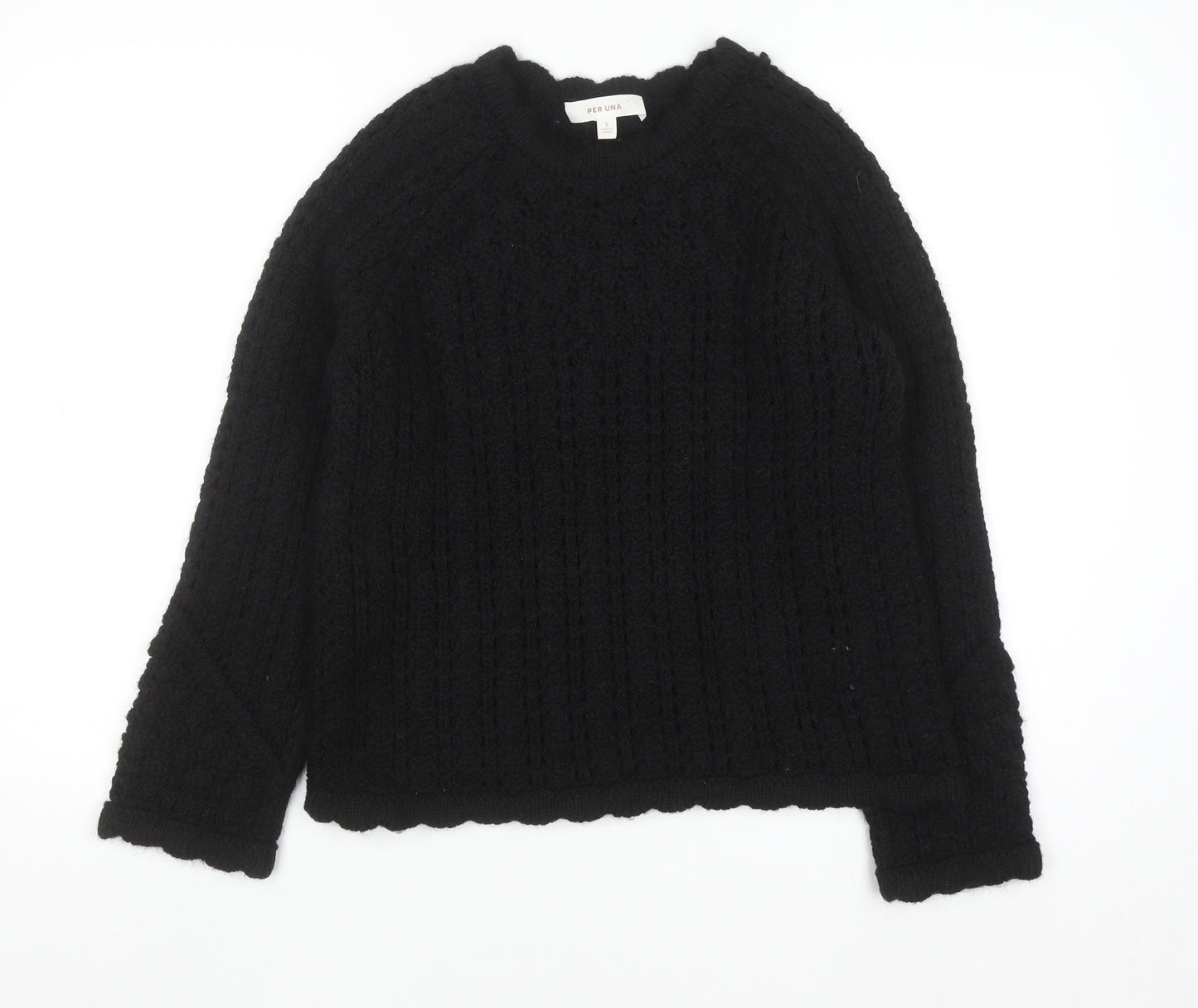 Marks and Spencer Per Una Women Black S Chunky Knit Pullover Jumper