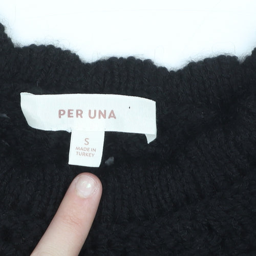 Marks and Spencer Per Una Women Black S Chunky Knit Pullover Jumper