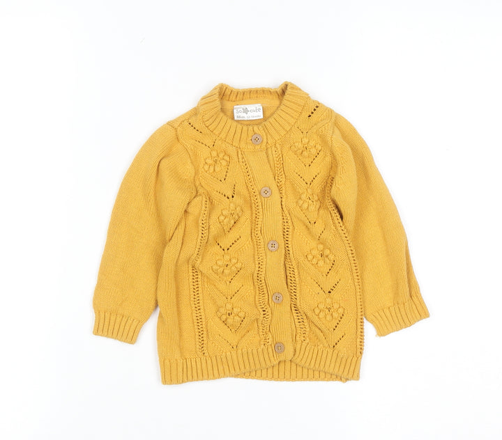 So Cute Unisex Baby Yellow Knit Cotton Button Cardigan 12-18 Months