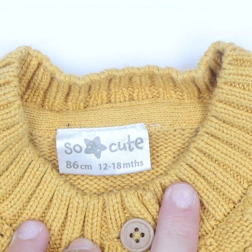So Cute Unisex Baby Yellow Knit Cotton Button Cardigan 12-18 Months