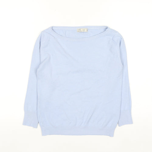 ZARA Women Blue Boat Neck Pullover Jumper Size 12