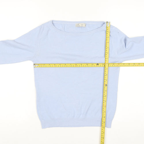 ZARA Women Blue Boat Neck Pullover Jumper Size 12